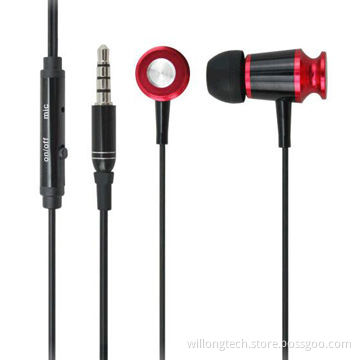 Colorful metallic earbuds, noise-cancelling, with volume control for mobile phone